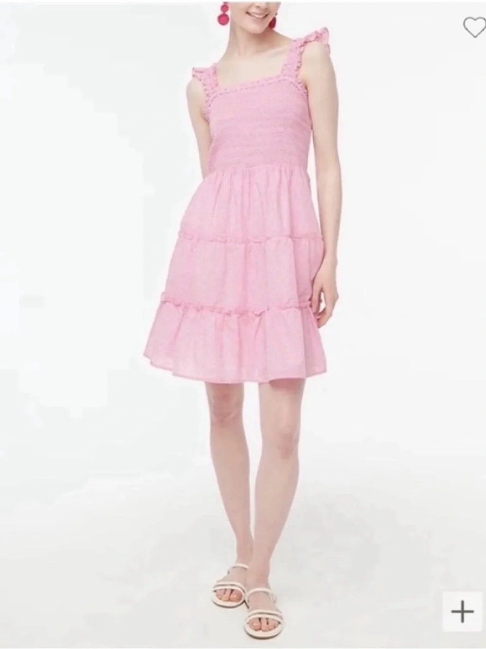 J. Crew Pink Smocked Ruffle-Strap Sundress